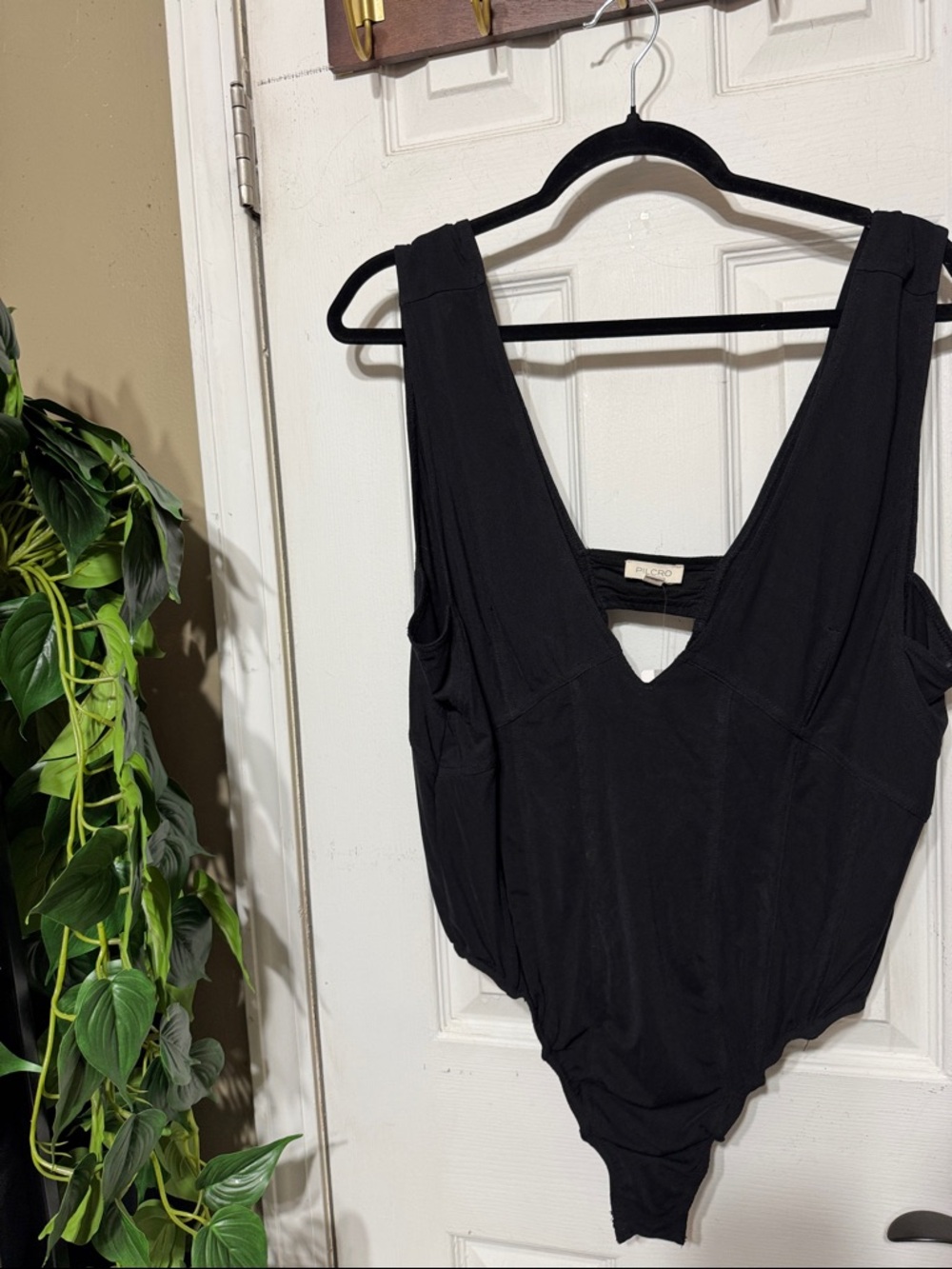 Pilcro Black V-Neck Sleeveless Bodysuit